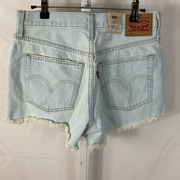 Levi's Light Blue Distressed Denim Cutoff Shorts - Picture 3 of 7